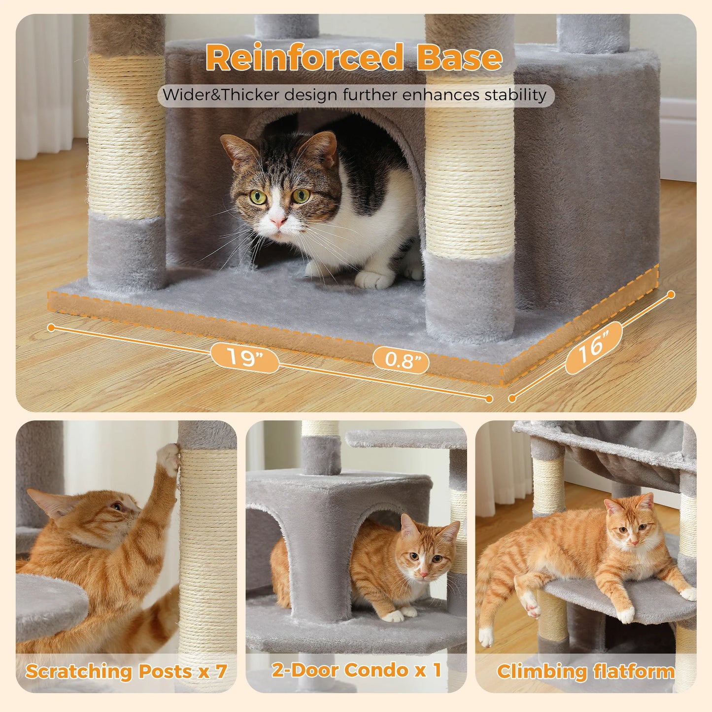 Large Cat Tree Tower Indoor Cats With Sisal Posts Hammock