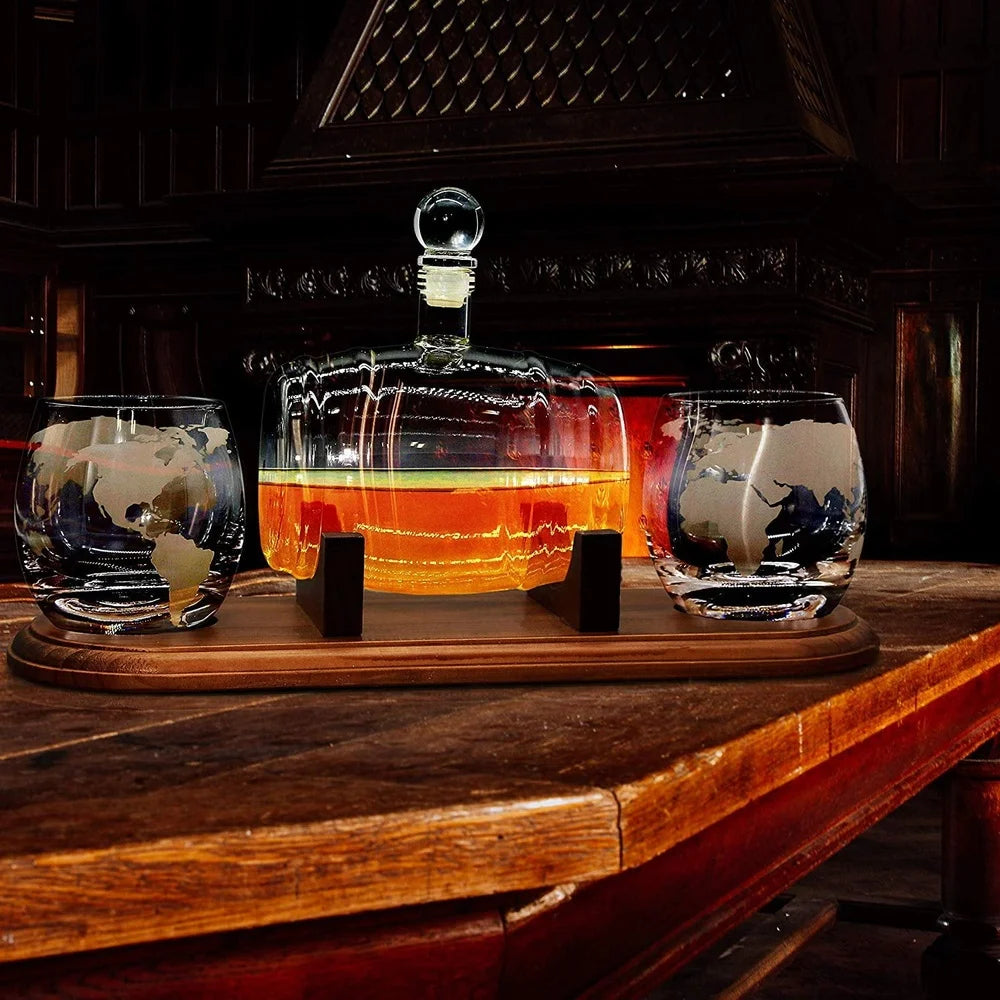Home Bar Whiskey Decanter Aerator Set With 2 Glasses