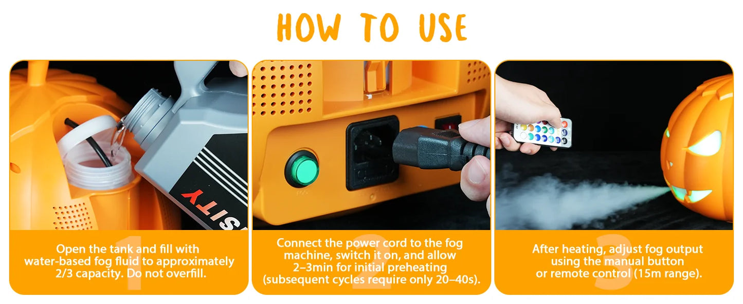 Fieryzeal 800W Fog Machine Remote RGB LED Halloween Fogger