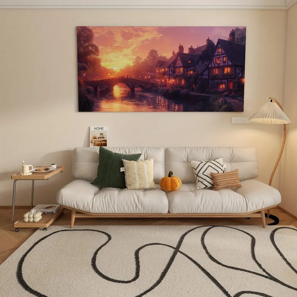 Dream In The Countryside Painting With Pine Wood Frame Interior Decor