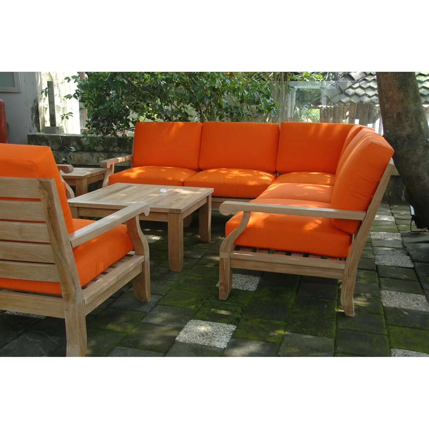 8 Piece Modular Outdoor Furniture Set Deep Seating Teak Patio Conversation