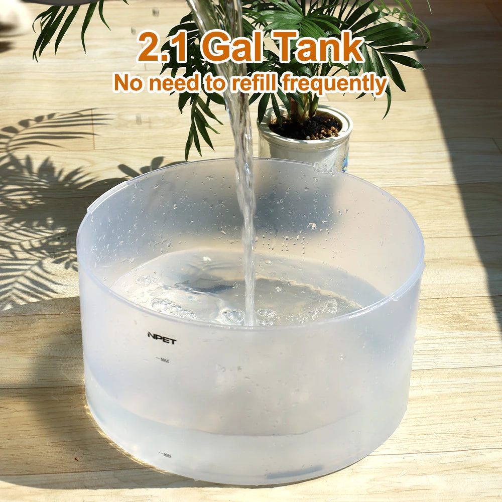 NPET 2 Gallon White Dog Water Fountain For Large And Medium Dogs