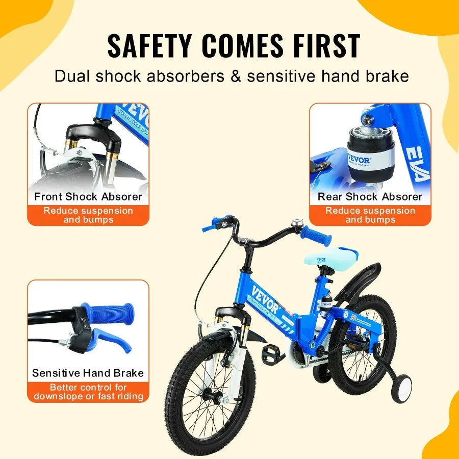 Folding Toddler Balance Bike 16 Inch High Carbon Steel Bike with Adjustable Seat Handlebar Inflatable Tires Portable Balance Bicycle