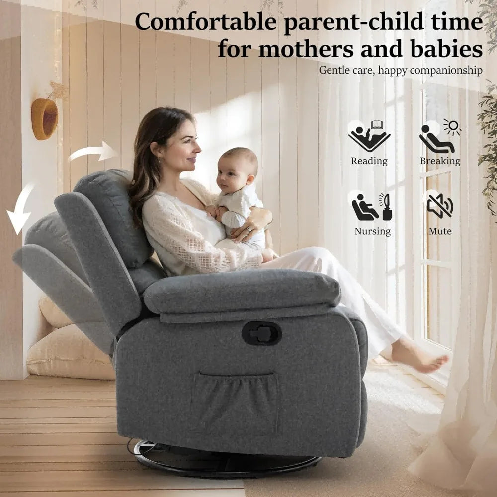 360 Degree Swivel Rocker Chair Glider For Small Spaces