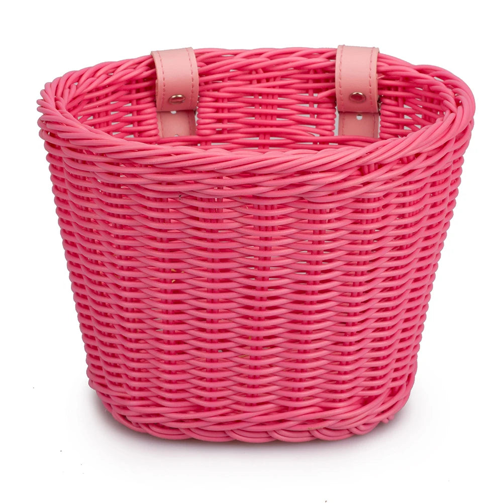 Rattan Bike Basket Front Handlebar Waterproof Handwoven