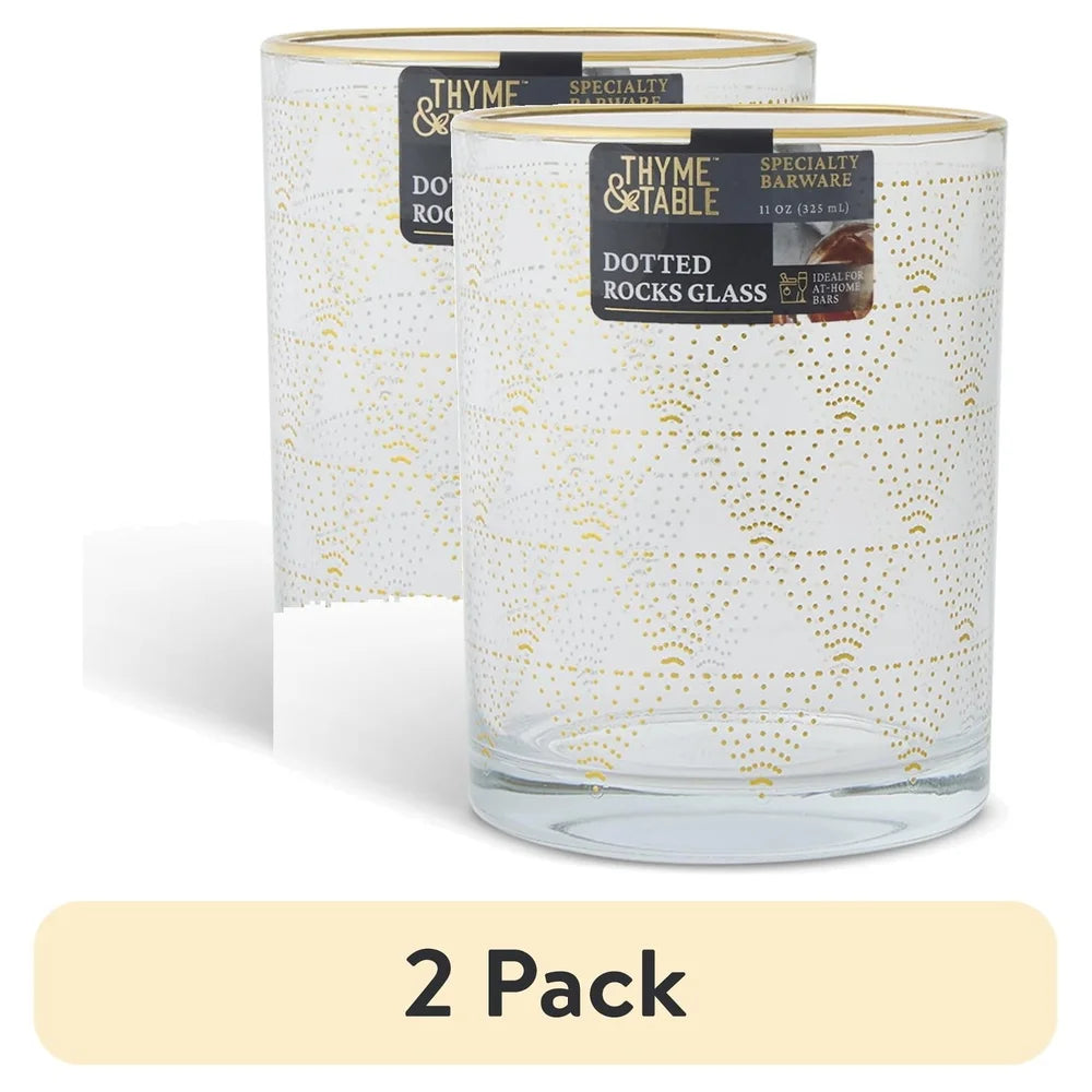 Diamond Print Whiskey Rocks Glass 2 Pack 11 Oz Barware