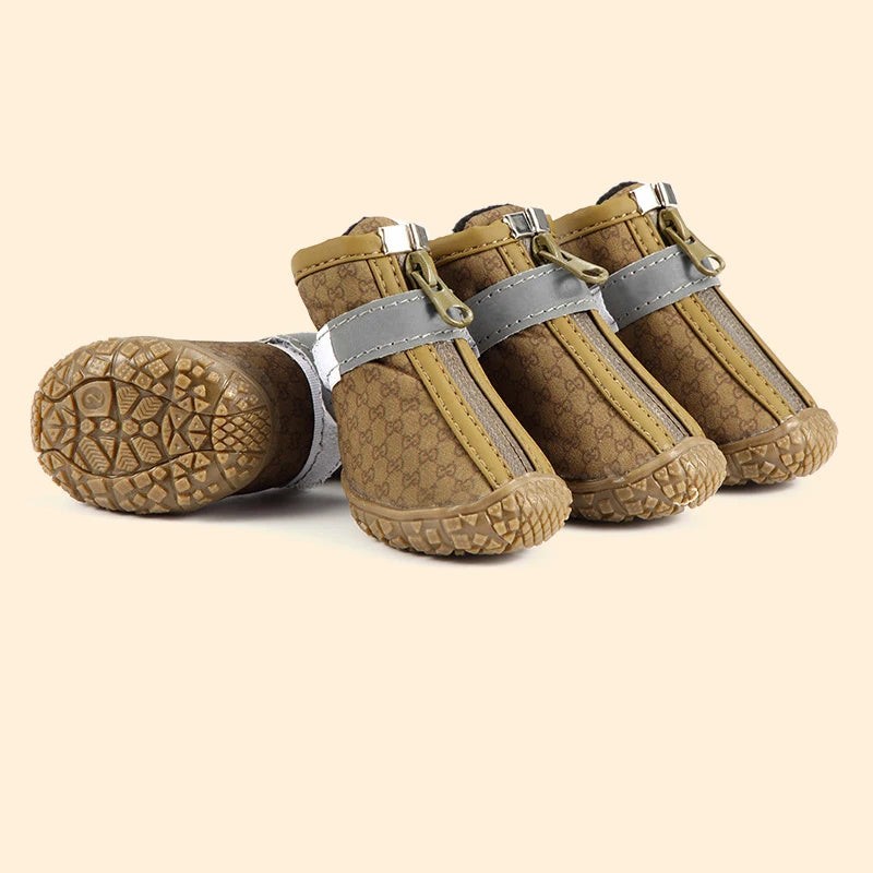 4 Pieces Dog Waterproof Shoes Reflective Anti Slip Snow Boots For Small Pets