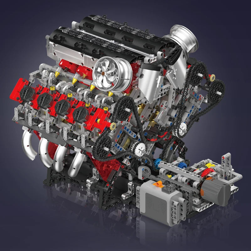 Mould King 10130 F488 Supercar V8 Engine Building Block Set Kids Christmas Gift