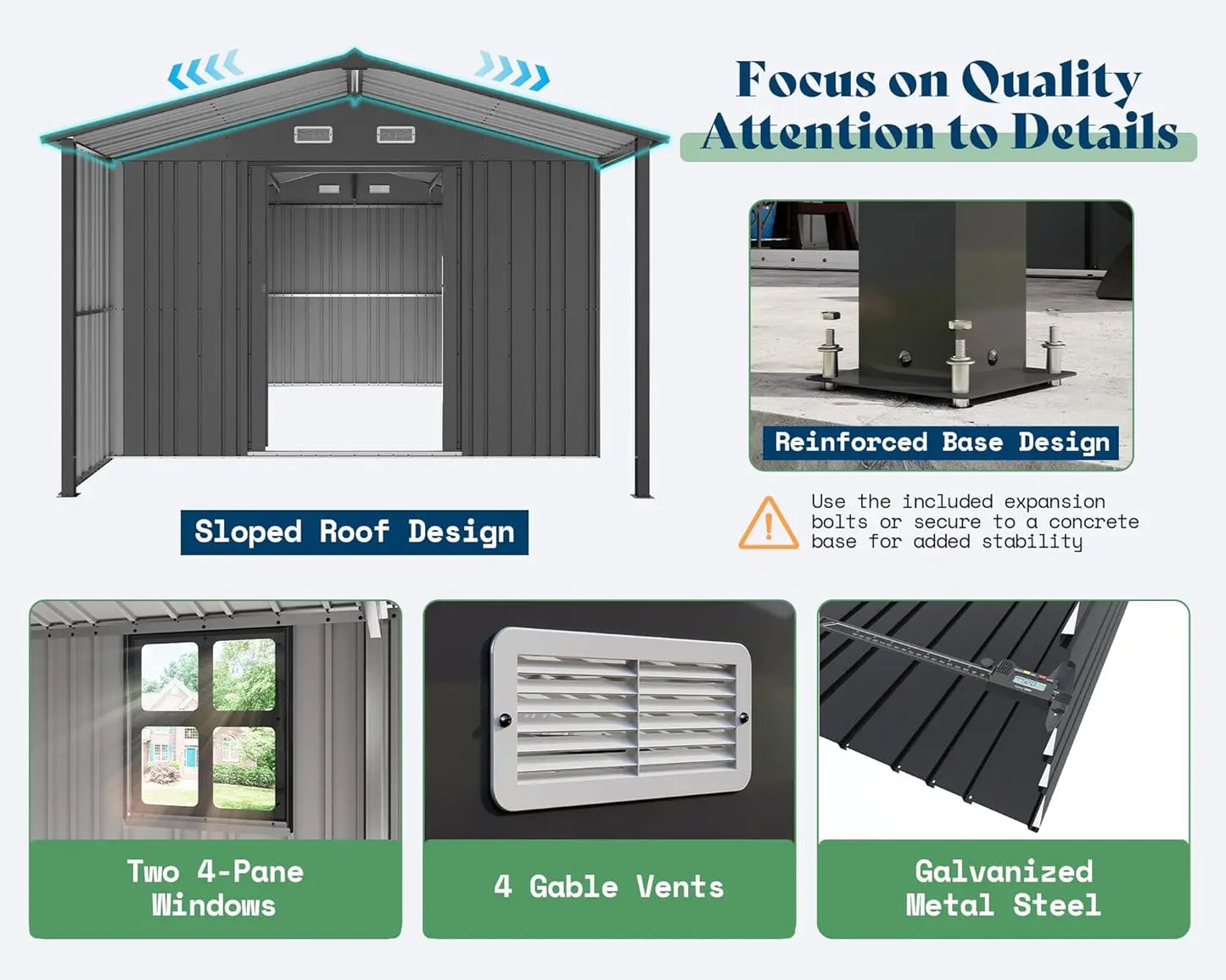 10x16.6x7.3 Ft Outdoor Storage Shed With Lounge Area And Sliding Doors 2 Windows