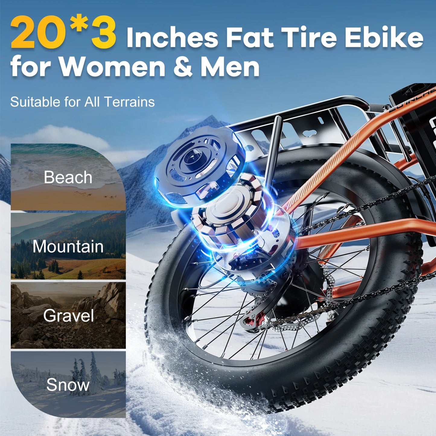 1000W Folding Electric Bike With Removable 48V 20Ah Battery
