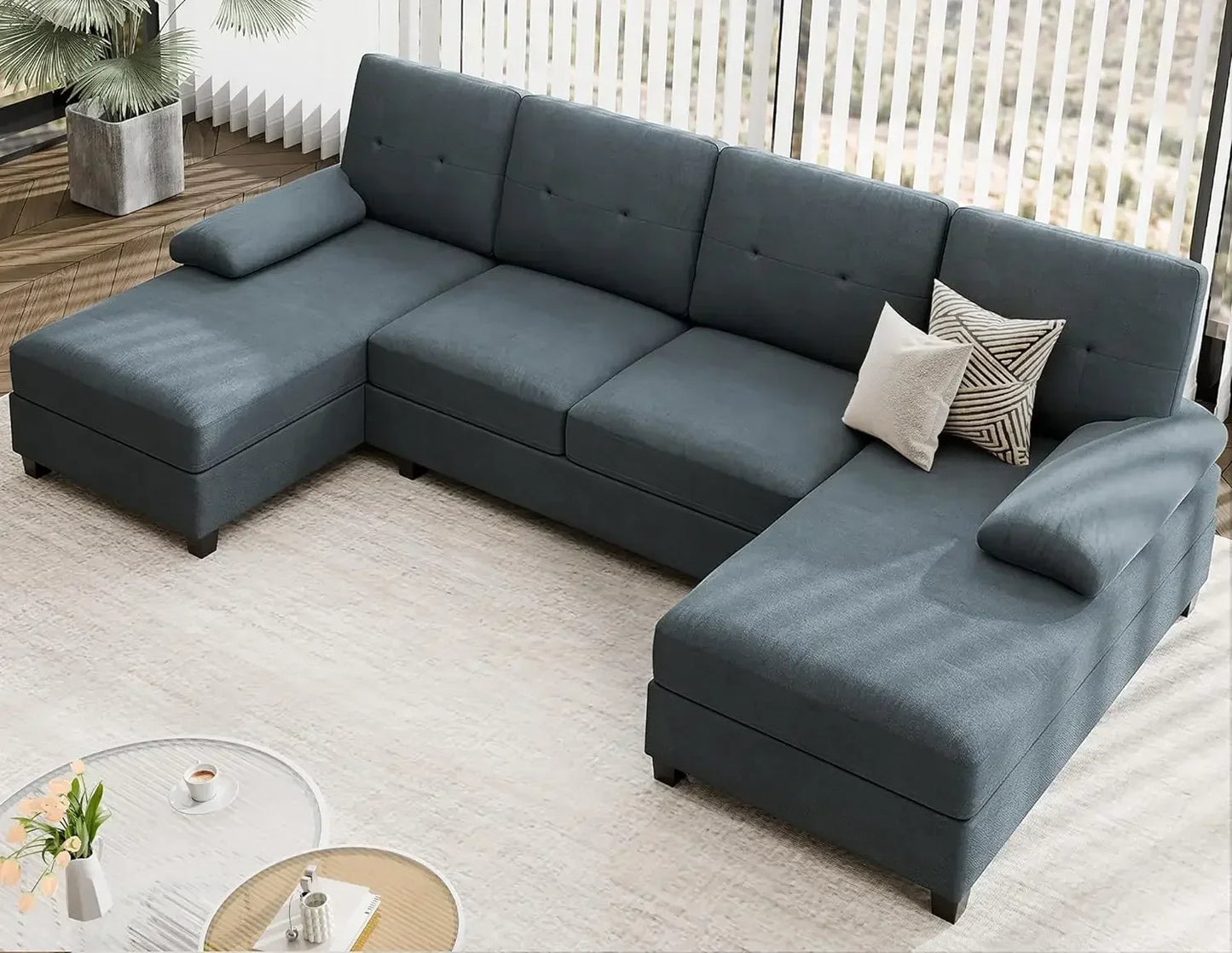 Sectional Sofa Couches for Living Room 4 Seat U Shaped