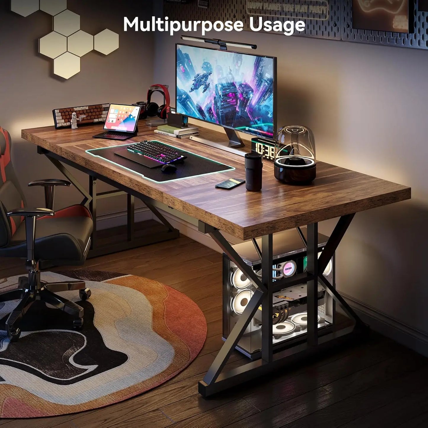 Little Tree 70.8 Inch Executive Office Desk Modern Farmhouse Writing Table