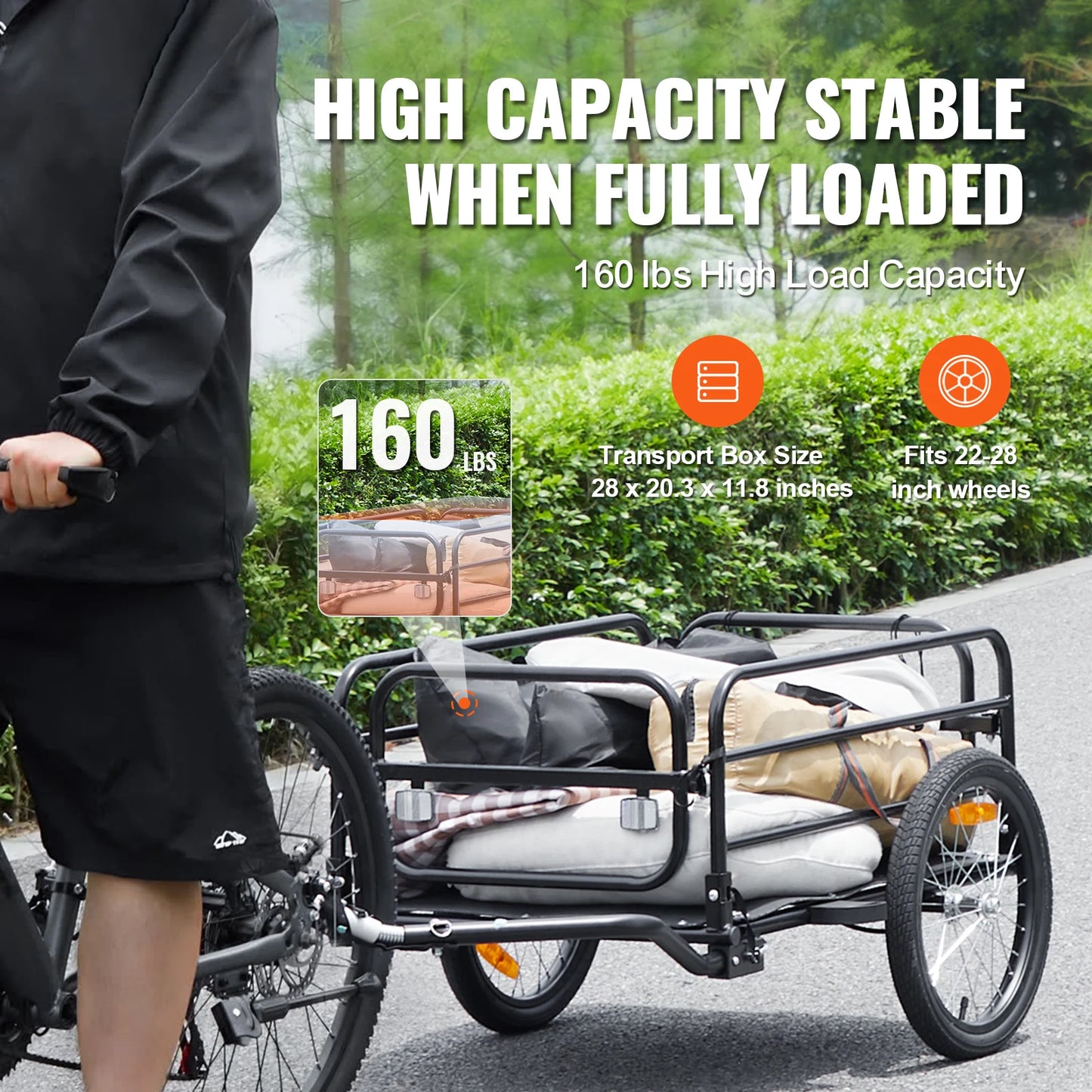 SucceBuy Bike Cargo Trailer 160 Lbs Foldable 16 Inch Wheels