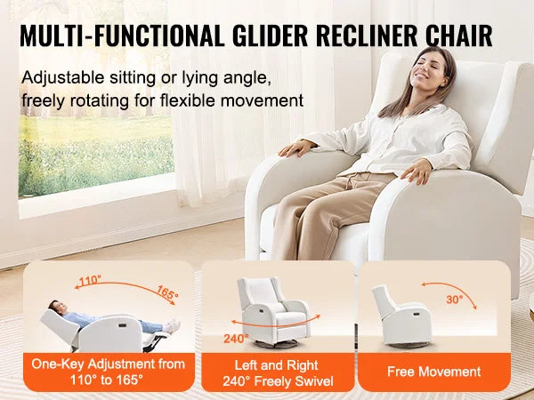 SucceBuy Electronic Power Recliner With USB Port Swivel Glider 250 Lb