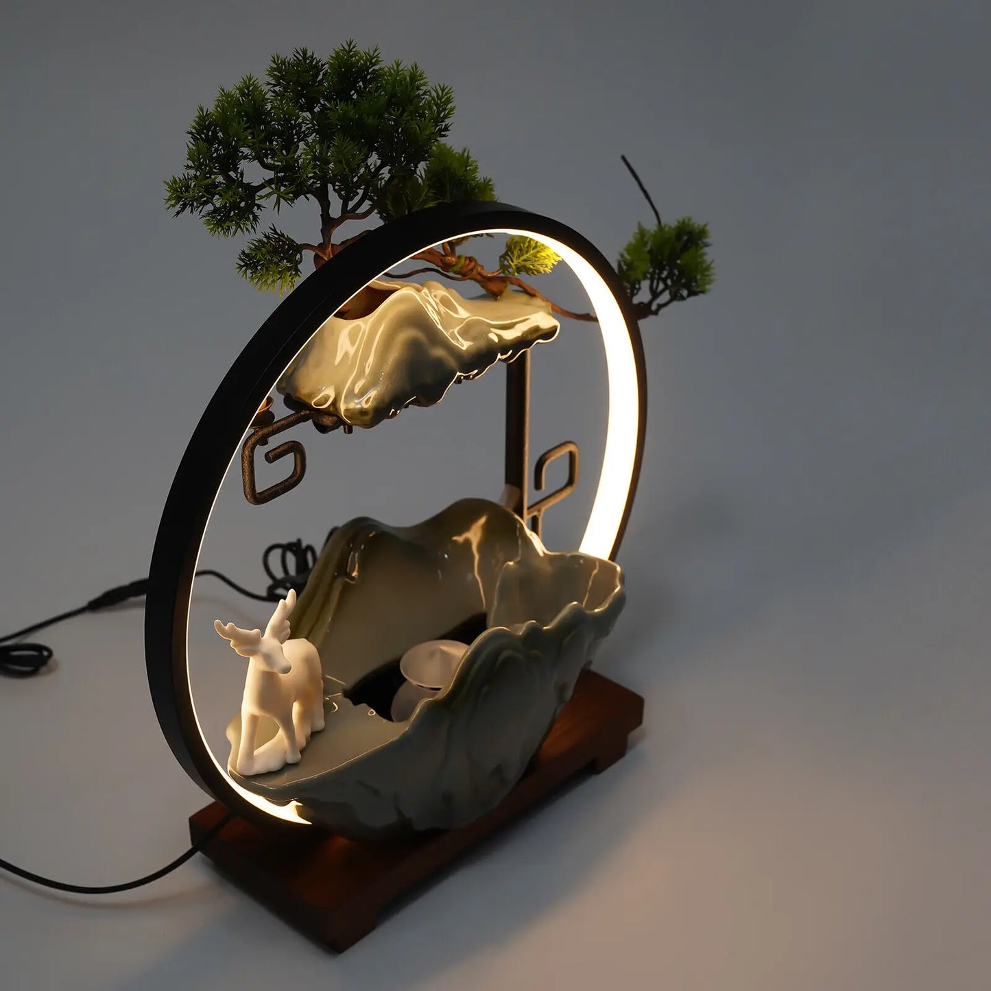 Desktop Fountain Indoor Waterfall Atomizer LED Table Decor