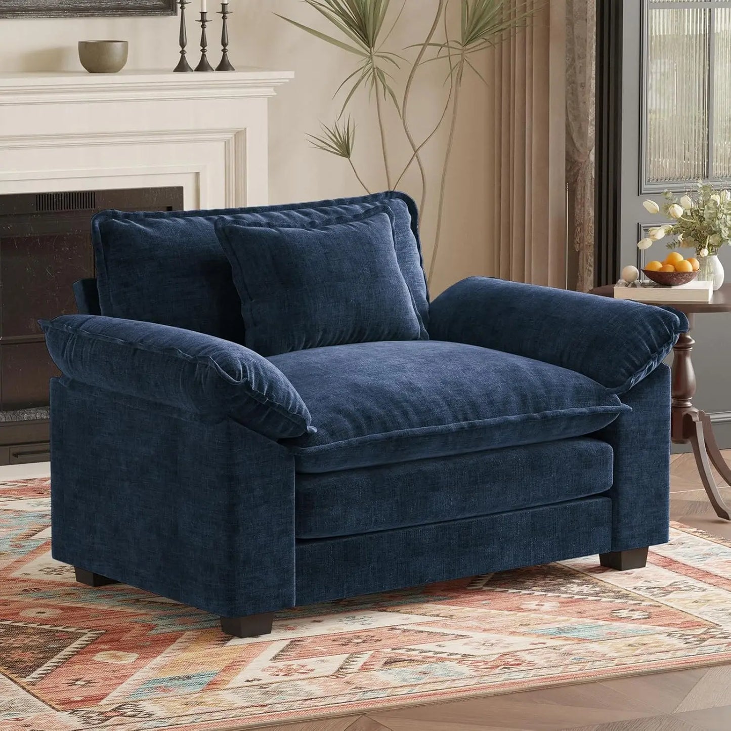 DAFIFY 49.5 Inch Green Chenille Oversized Accent Chair With Deep Seat