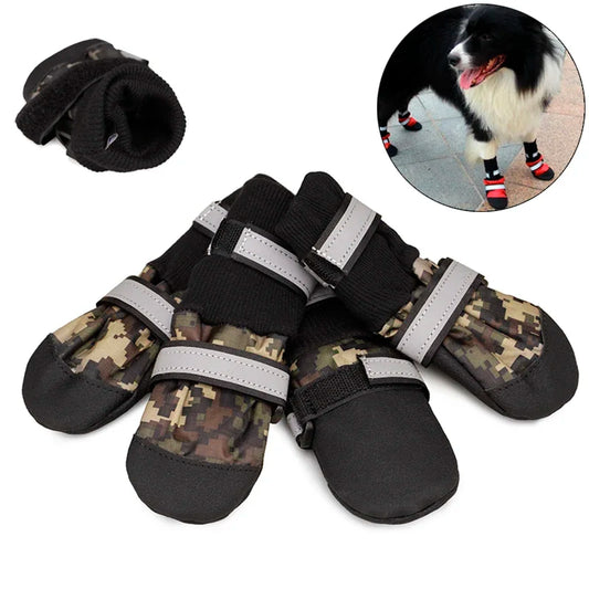Waterproof Anti Slip Snow Boots For Large Dogs Camouflage Reflective
