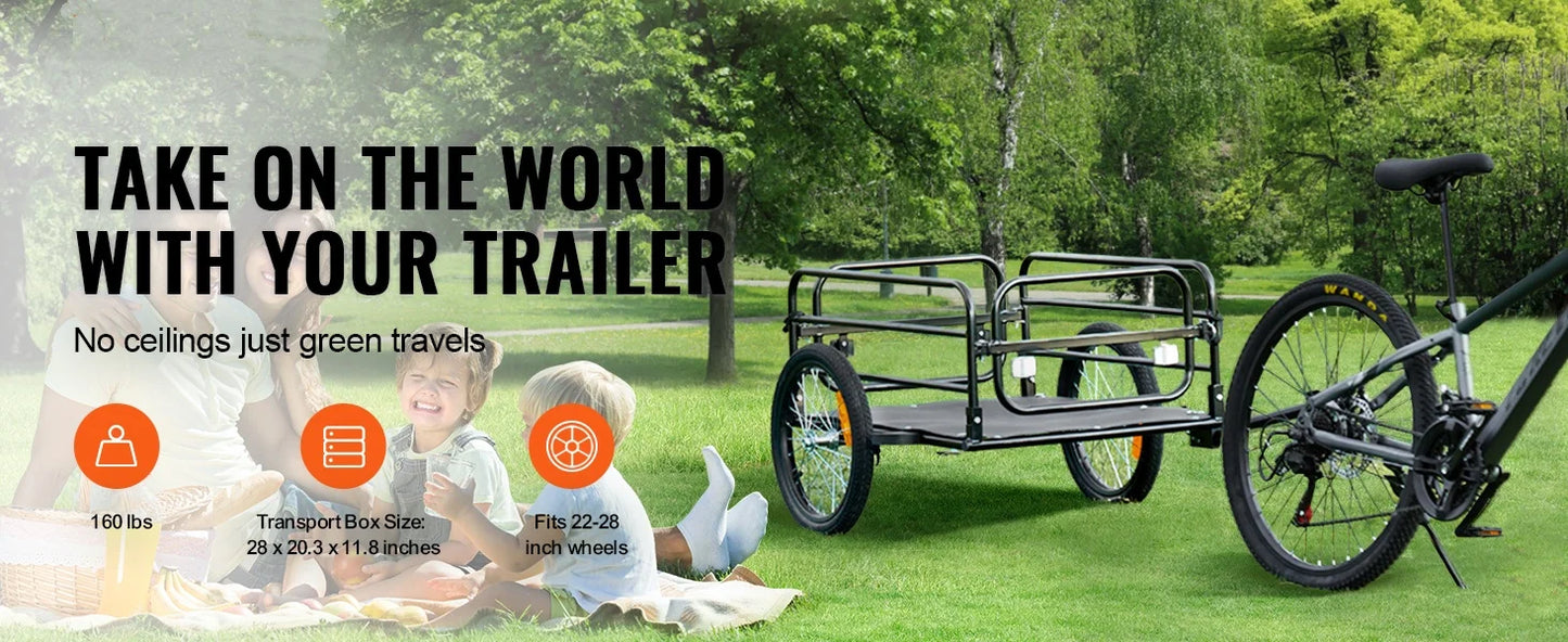 SucceBuy Bike Cargo Trailer 160 Lbs Foldable 16 Inch Wheels