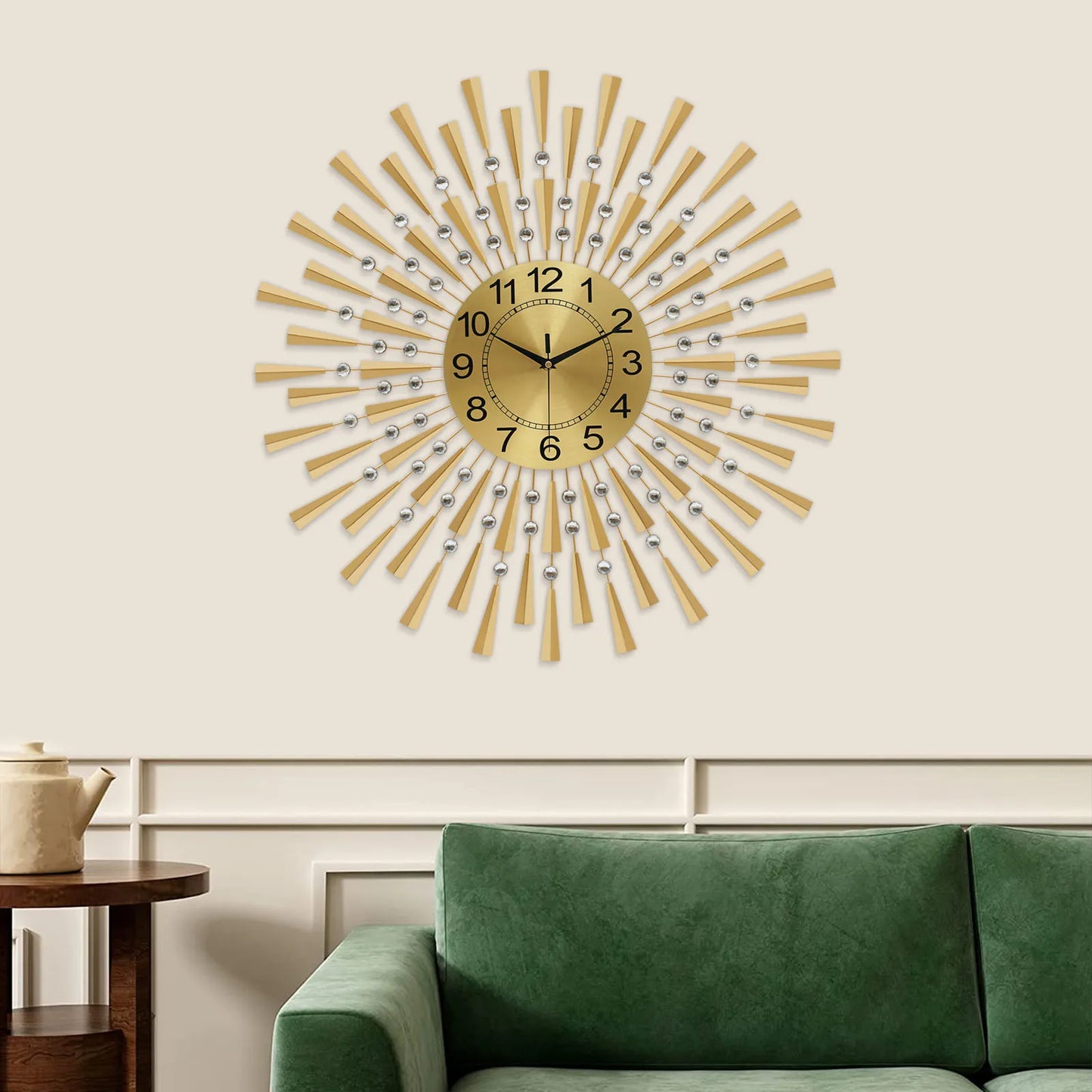 Large Wall Clocks for Living Room Decor Modern Gold Silent Battery Operated Non-Ticking Clock for Bedroom Kitchen Office