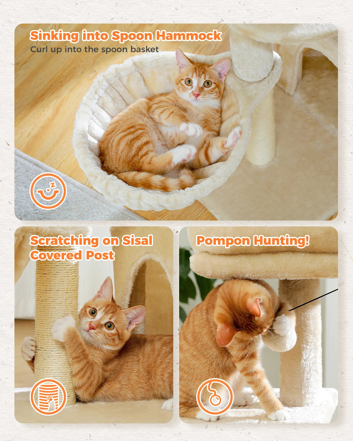 PAWZ Road Cat Tree Indoor 3 Tier Activity Tower With Scratching Posts Grey