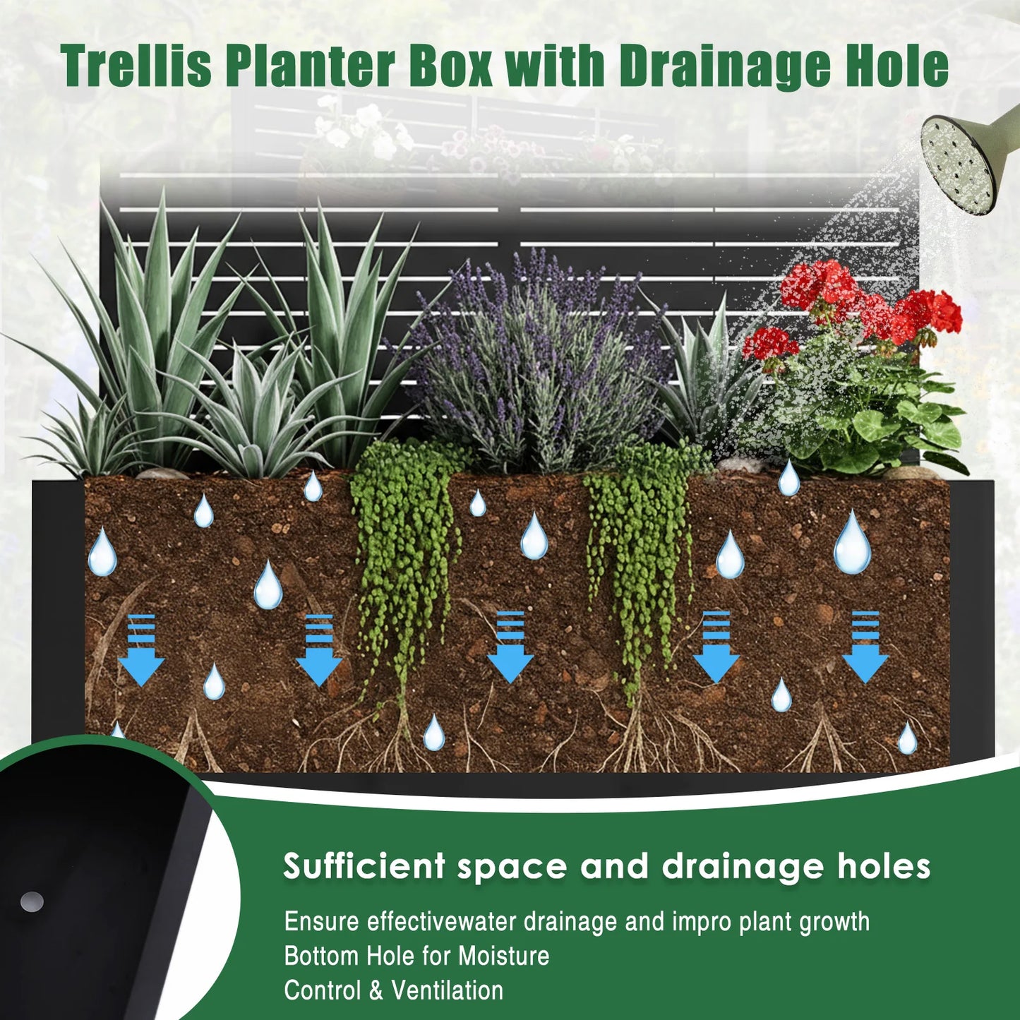 Metal Planter Box With Trellis And Wheels For Climbing Vines Outdoor Garden