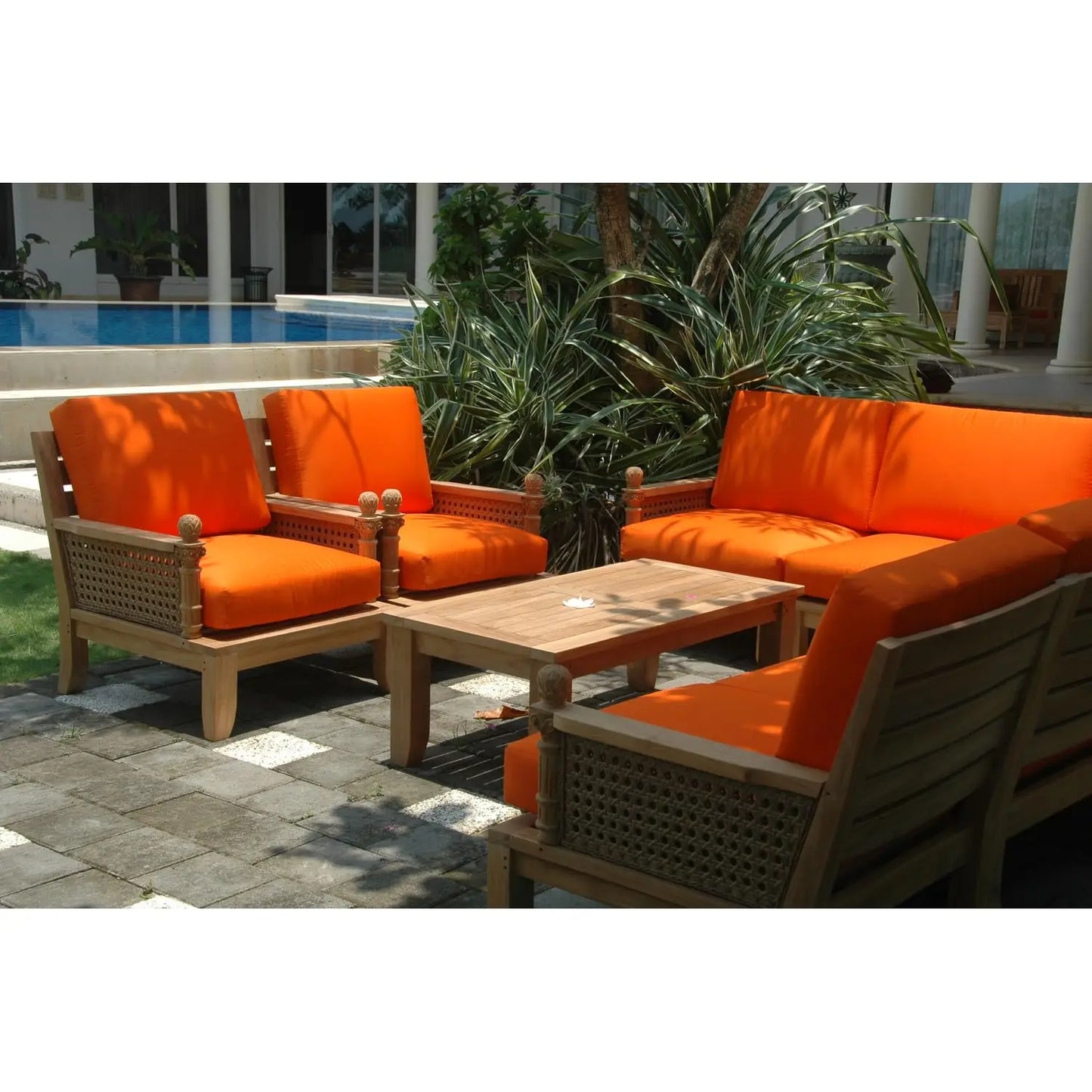 8 Piece Modular Outdoor Patio Conversation Furniture Set Rattan