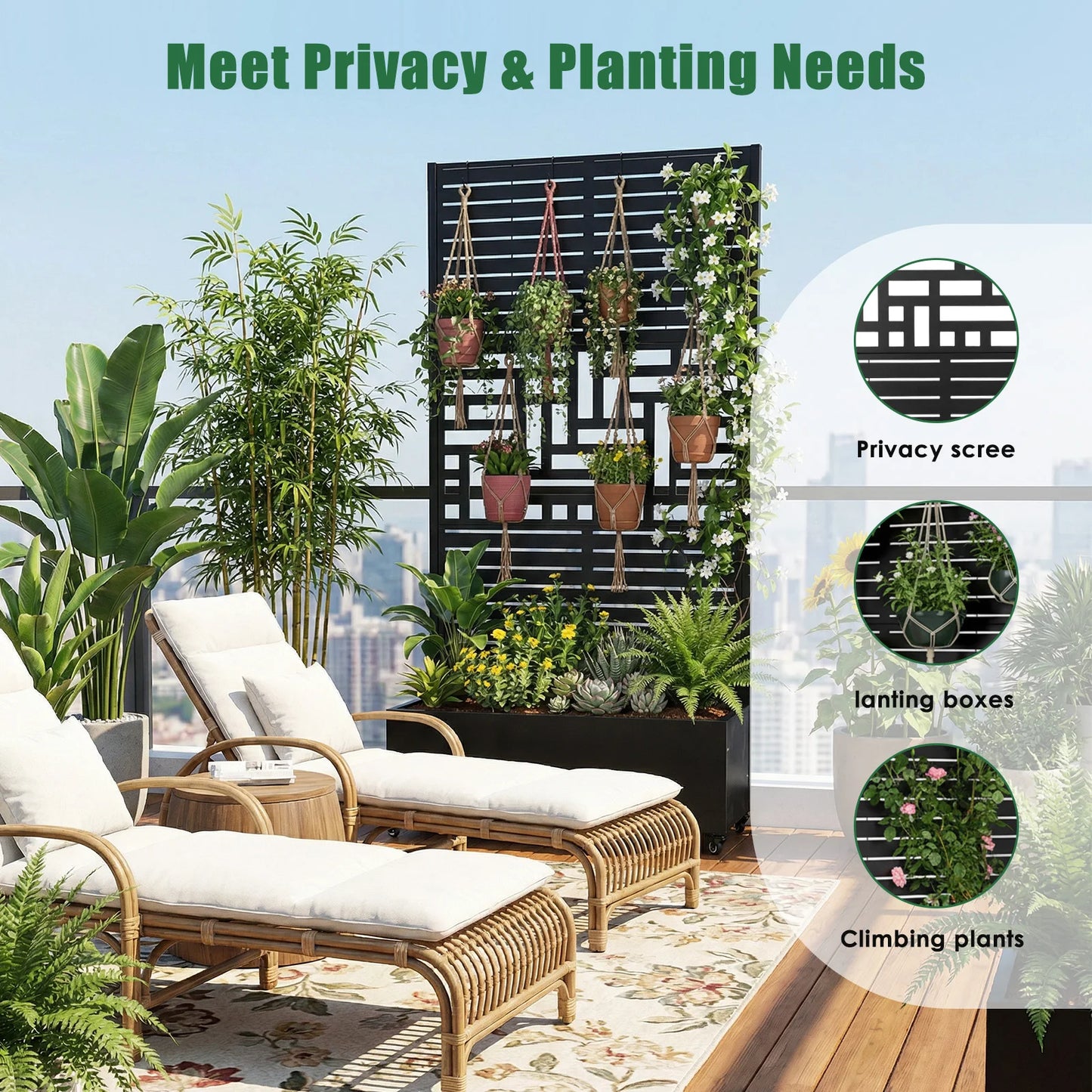 Metal Planter Box With Trellis And Wheels For Climbing Vines Outdoor Garden