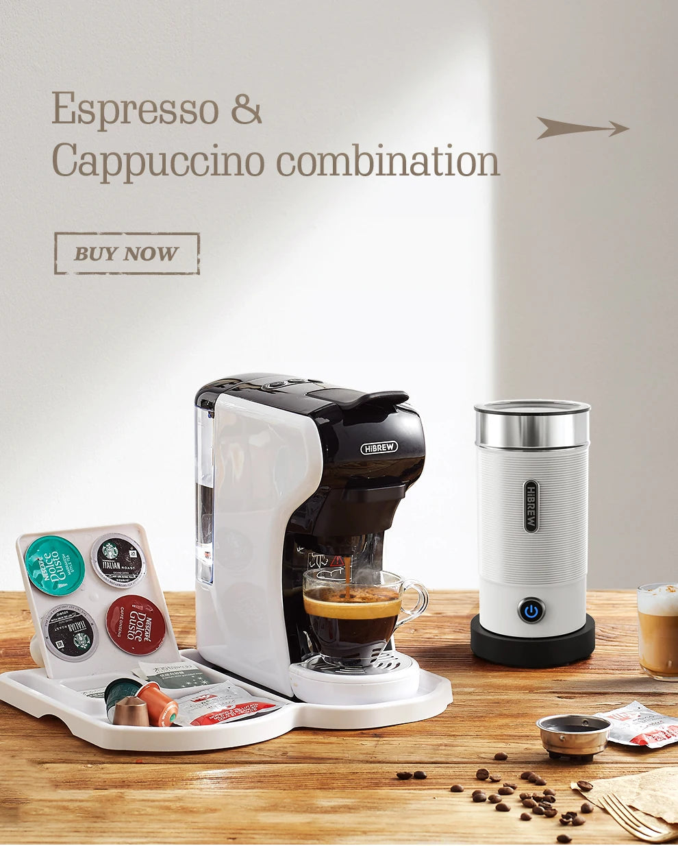 HiBREW Electric Milk Frother Foaming Mixer for Hot and Cold Latte Cappuccino Fully Automatic Milk Warmer Model M1A