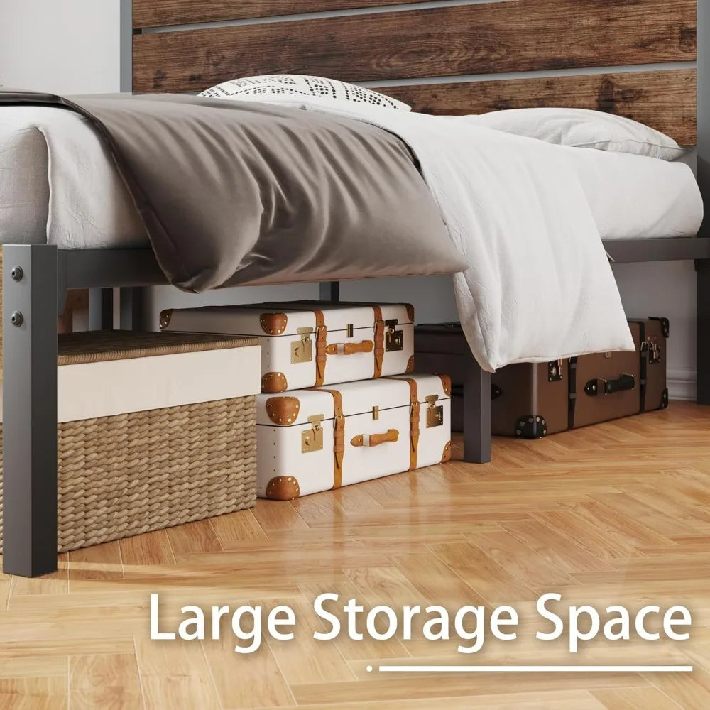 All Metal Bed Frame Headboard Footboard Under Bed Storage
