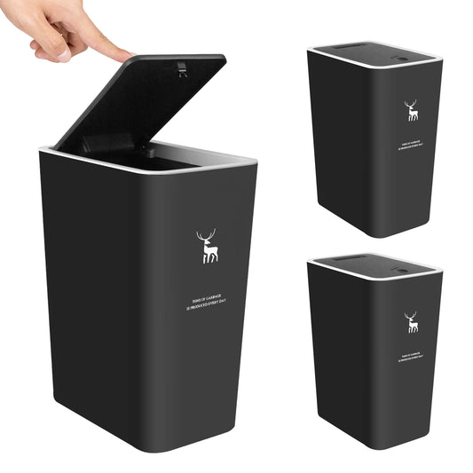 Trash Can With Lid 3 Pack 4 Gallons Press Top Dog Proof Bin