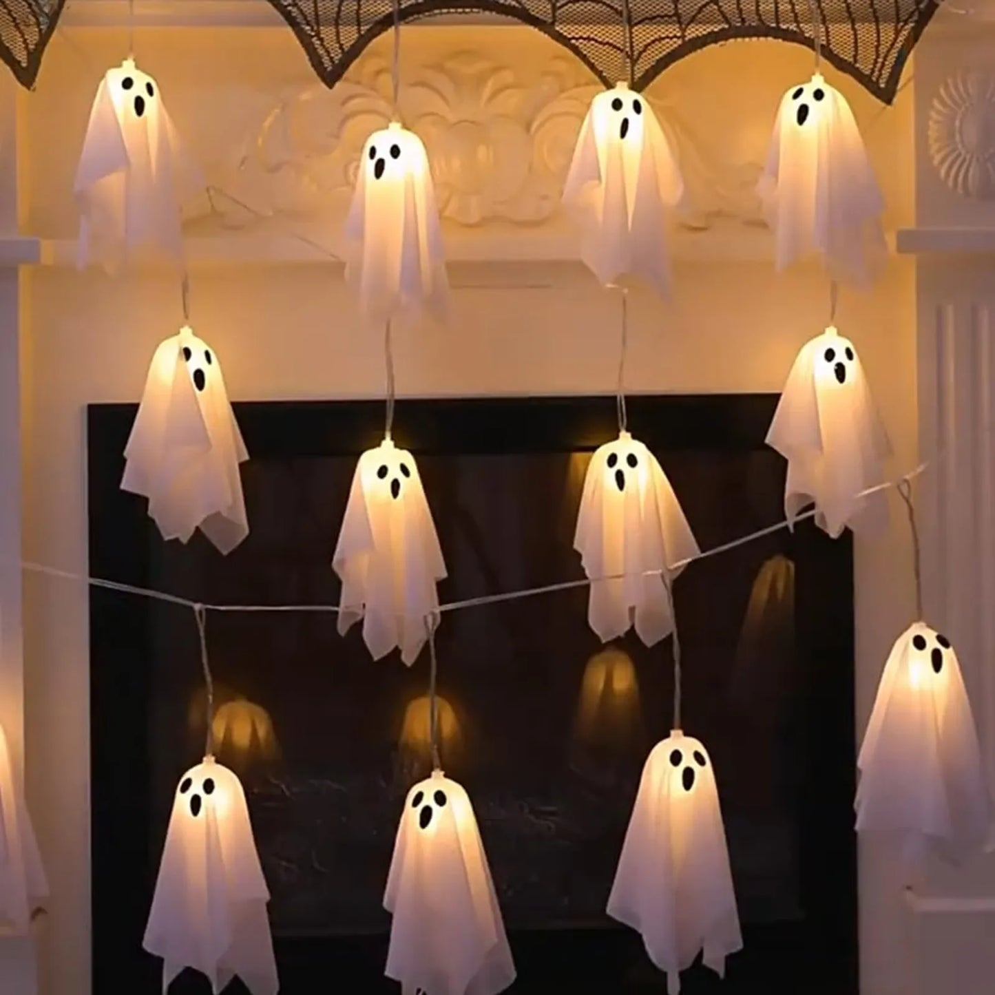 Halloween Decorations Hanging Ghosts 10pcs Spooky Ghosts String Lights for Front Yard Patio Garden Party Porch Decor