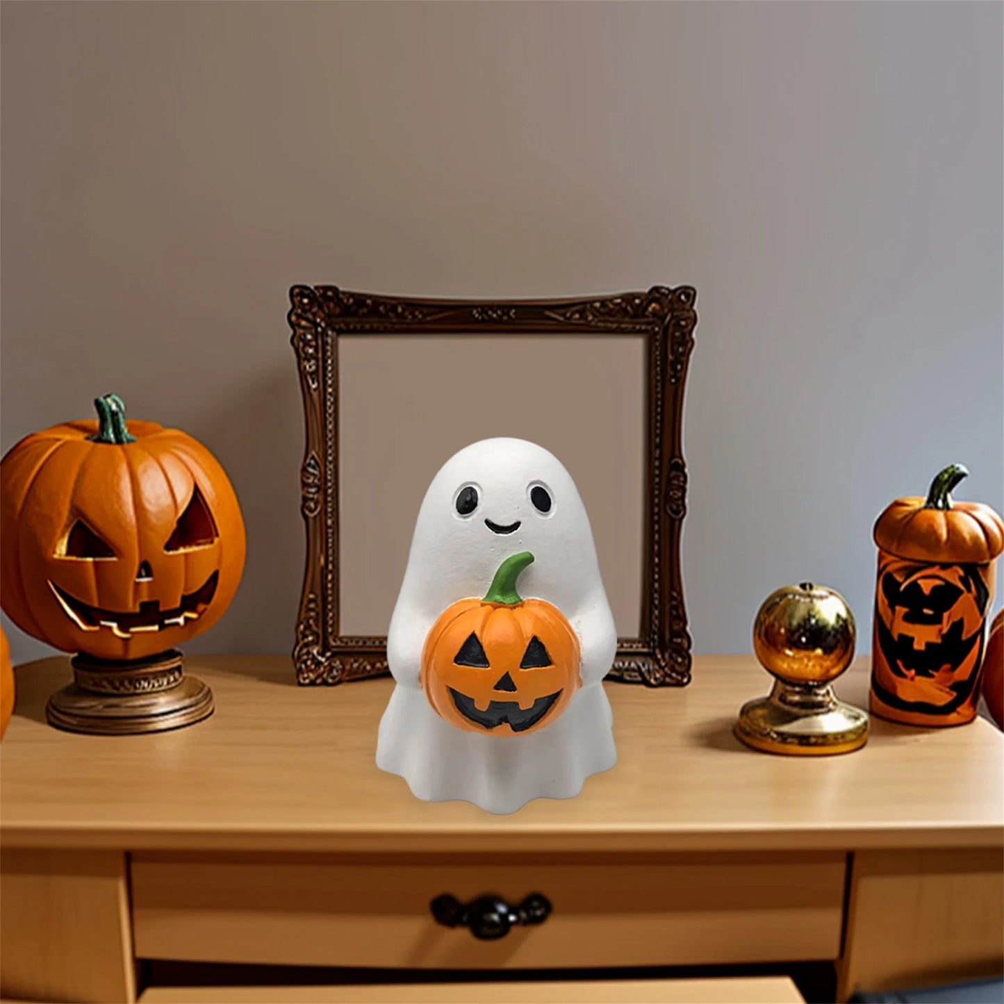 Spooky Halloween Resin Figurines Witch Cat Pumpkin Ghost