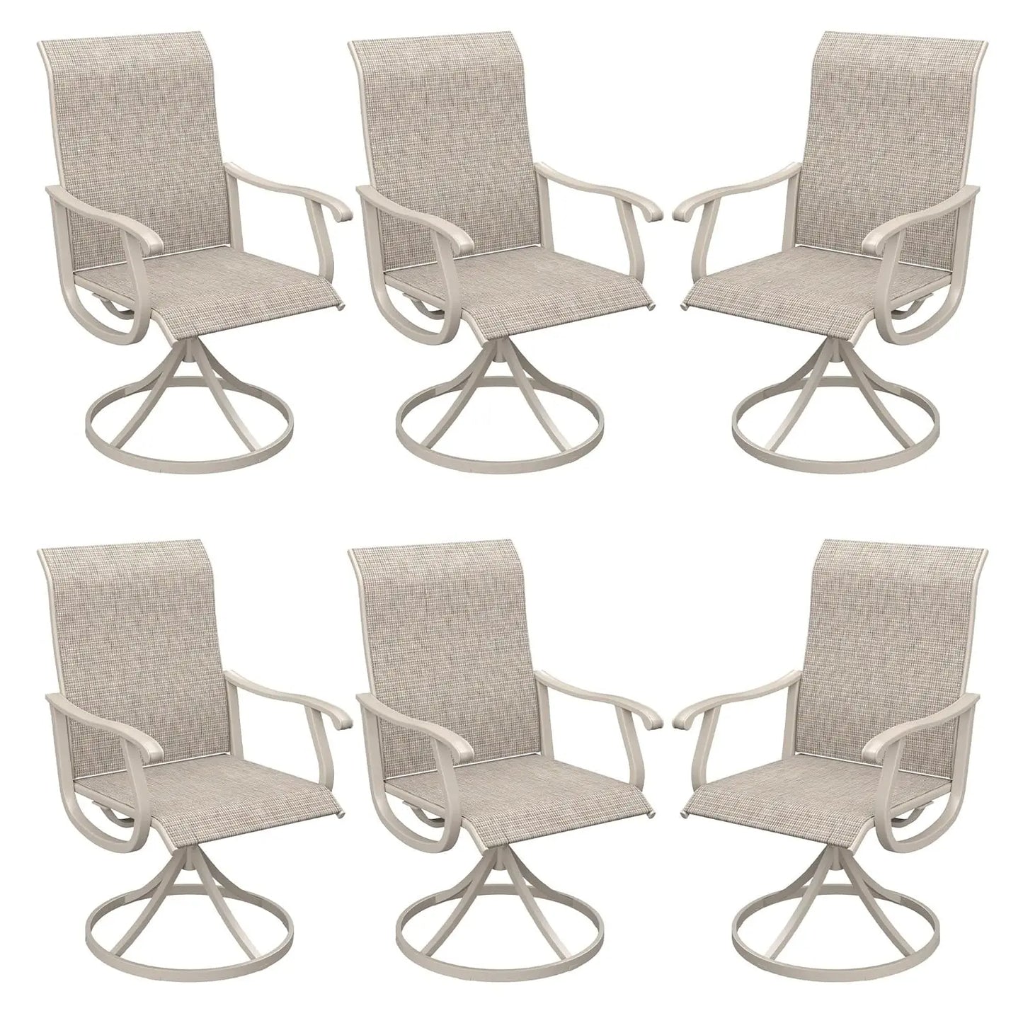 Patio Swivel Dining Chairs Set Of 6 Breathable Textilene Fabric All Weather