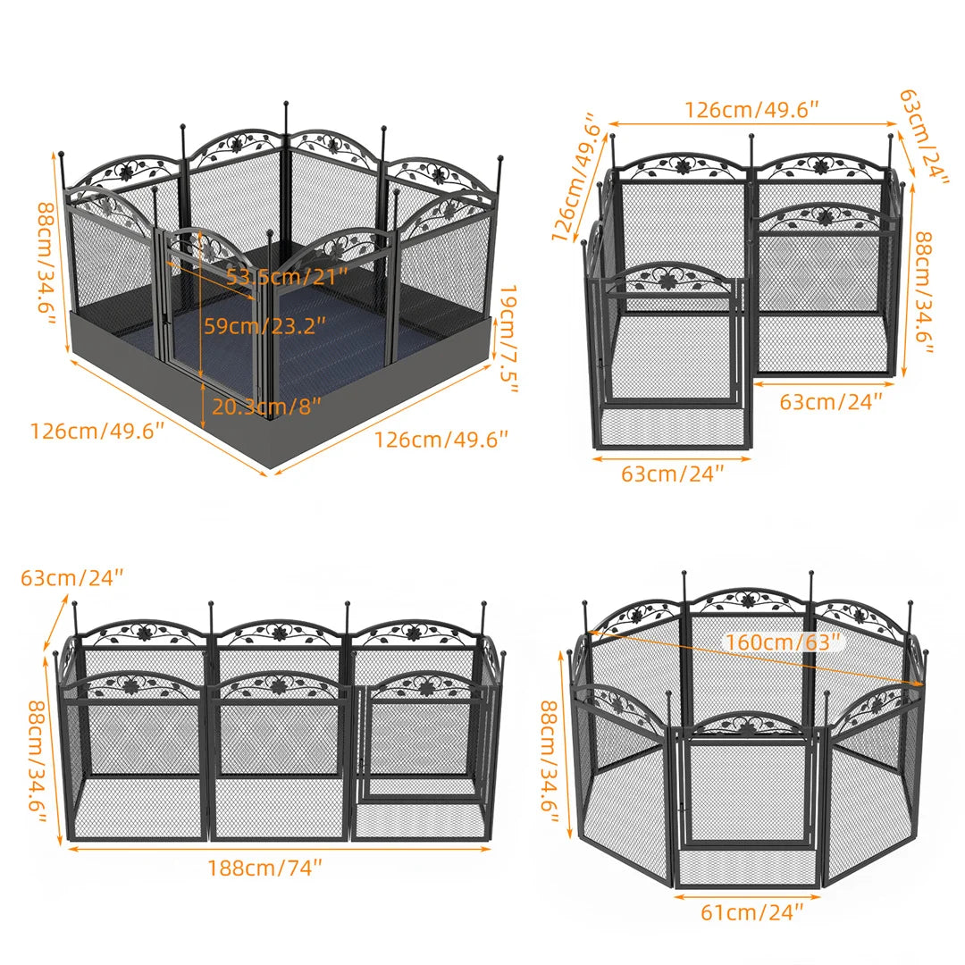 8 Panels Heavy Duty Dog Playpen Outdoor Indoor Fence Pad