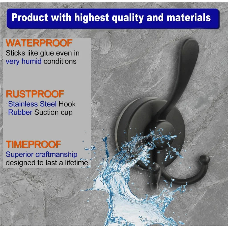 Suction Cup Adhesive Coat Hooks Glass Door Shower Bathroom