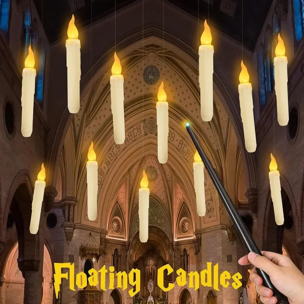 Floating LED Candles With Wand Remote Flameless Decor