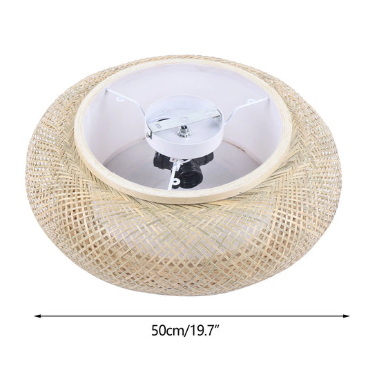 E27 Bamboo Flush Mount Ceiling Light Rustic Rattan Hanging Lamp 3-Lamp 110V 220V 40cm 50cm Bulb Not Included