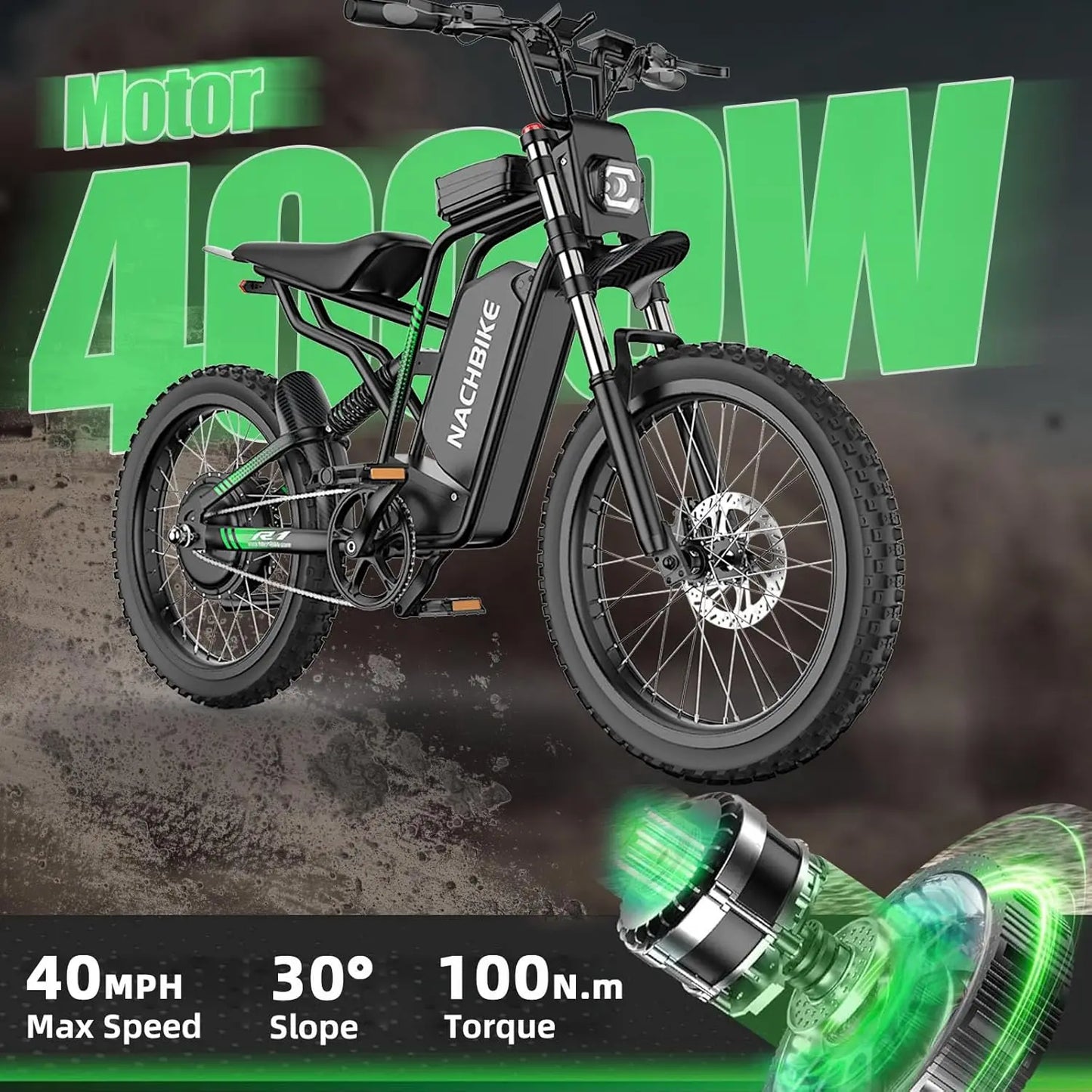 Electric Dirt Bike 4000 6kW 60V 25Ah Dual Hydraulic Brakes