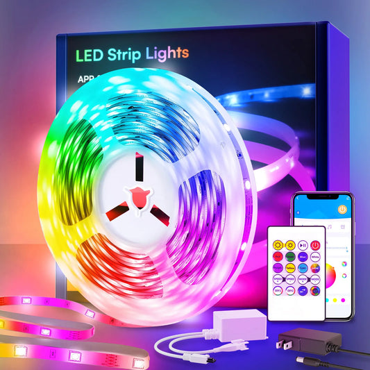 25ft 50ft 100ft 130ft Smart LED Light Strip Color Changing RGB with Built in Microphone for Music Rhythm