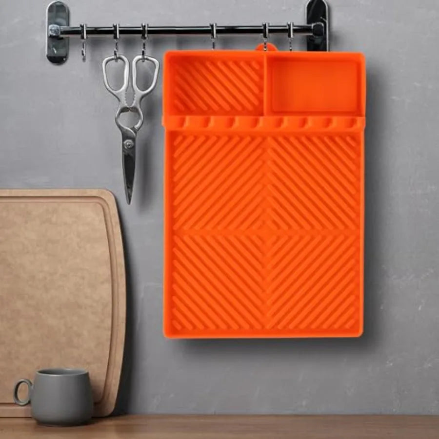 Silicone Griddle Tools Mat With Drip Pad For Countertop And Spatula