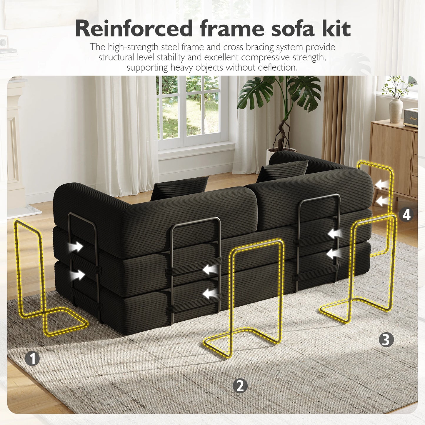 Convertible Floor Sofa Bed With Fixed Shape Frame 5 In 1 Living Room Sofa