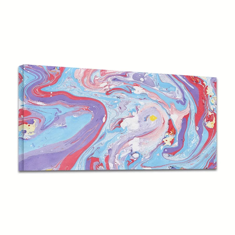 Abstract Liquid Color Oil Painting Red And Blue In 1.5 Inch Wood Frame