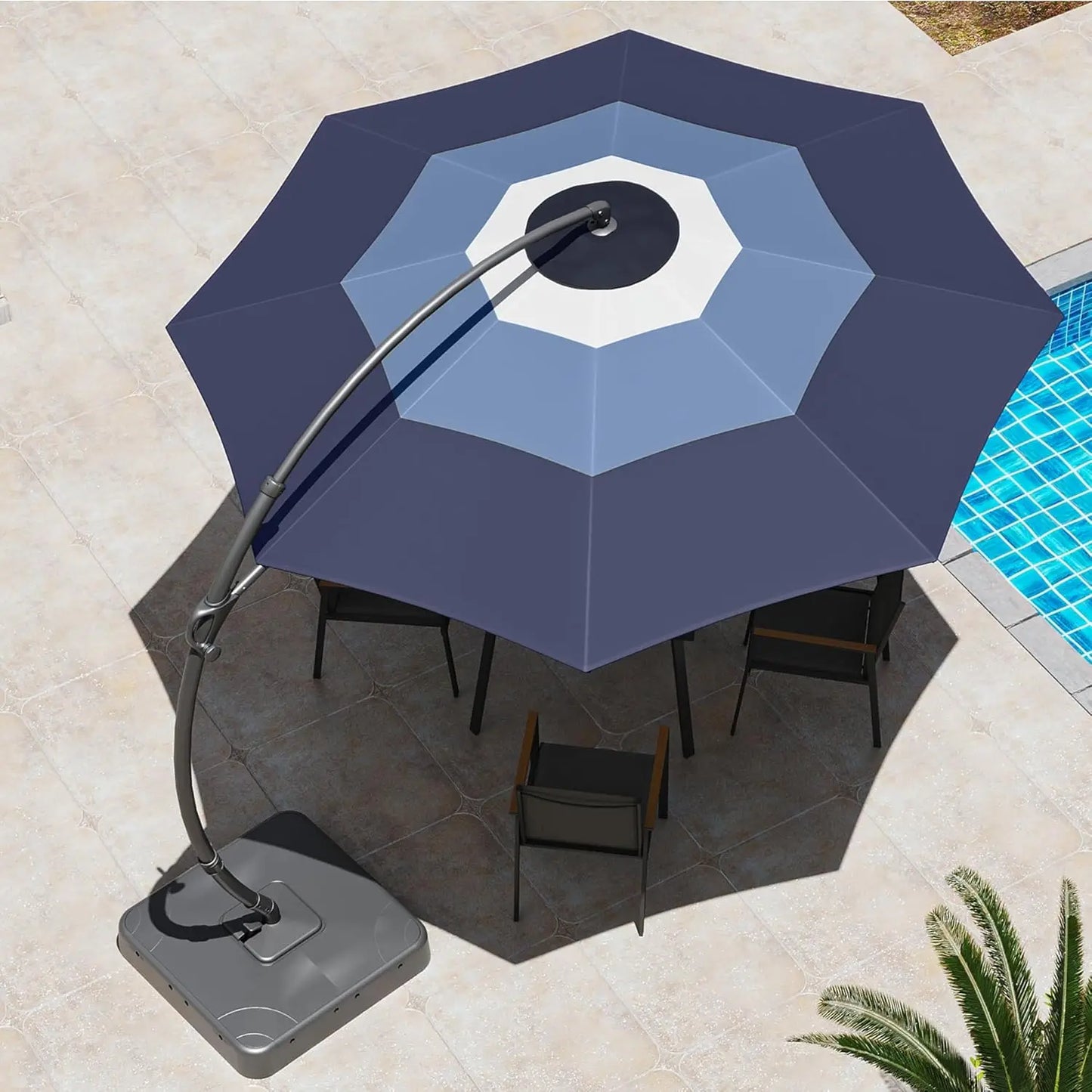 11Ft Aluminum Cantilever Patio Umbrella With Base Included For Outdoor Shade