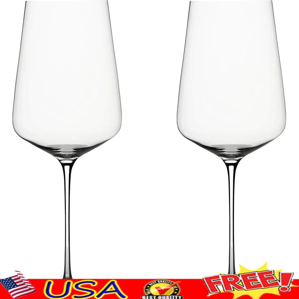 Universal Hand Blown Crystal Wine Glasses Set of Two