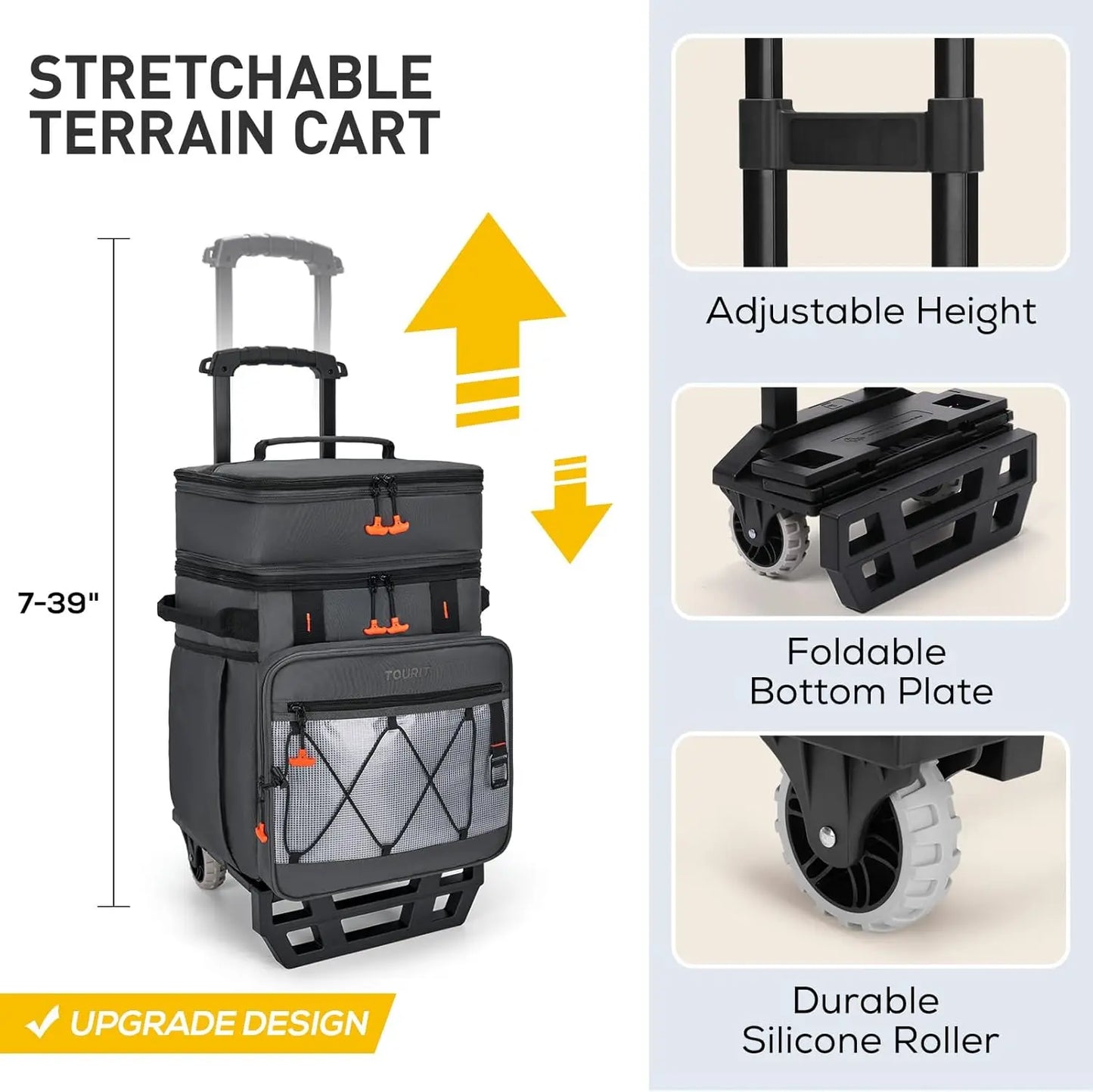 75 Can Insulated Rolling Cooler With Wheels For Beach, Camping, Picnic, Travel