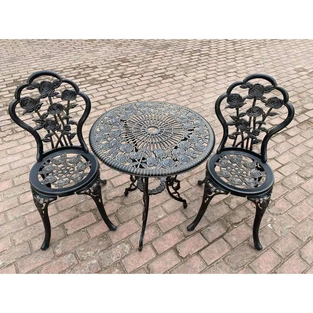 3-Piece Outdoor Bistro Set, Rust-Resistant Metal Patio Table, Vintage Copper Finish