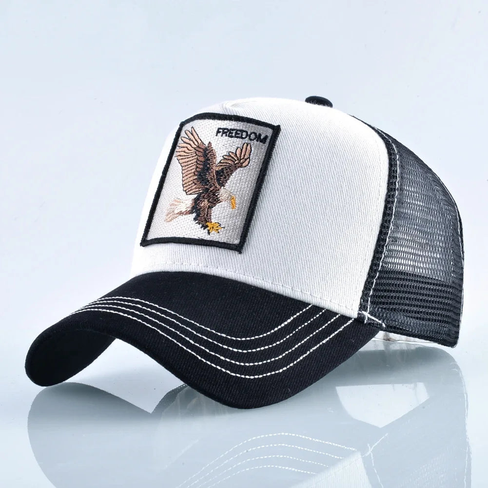 Unisex Embroidered Goat Patch Trucker Cap Four Seasons Snapback Baseball Hat