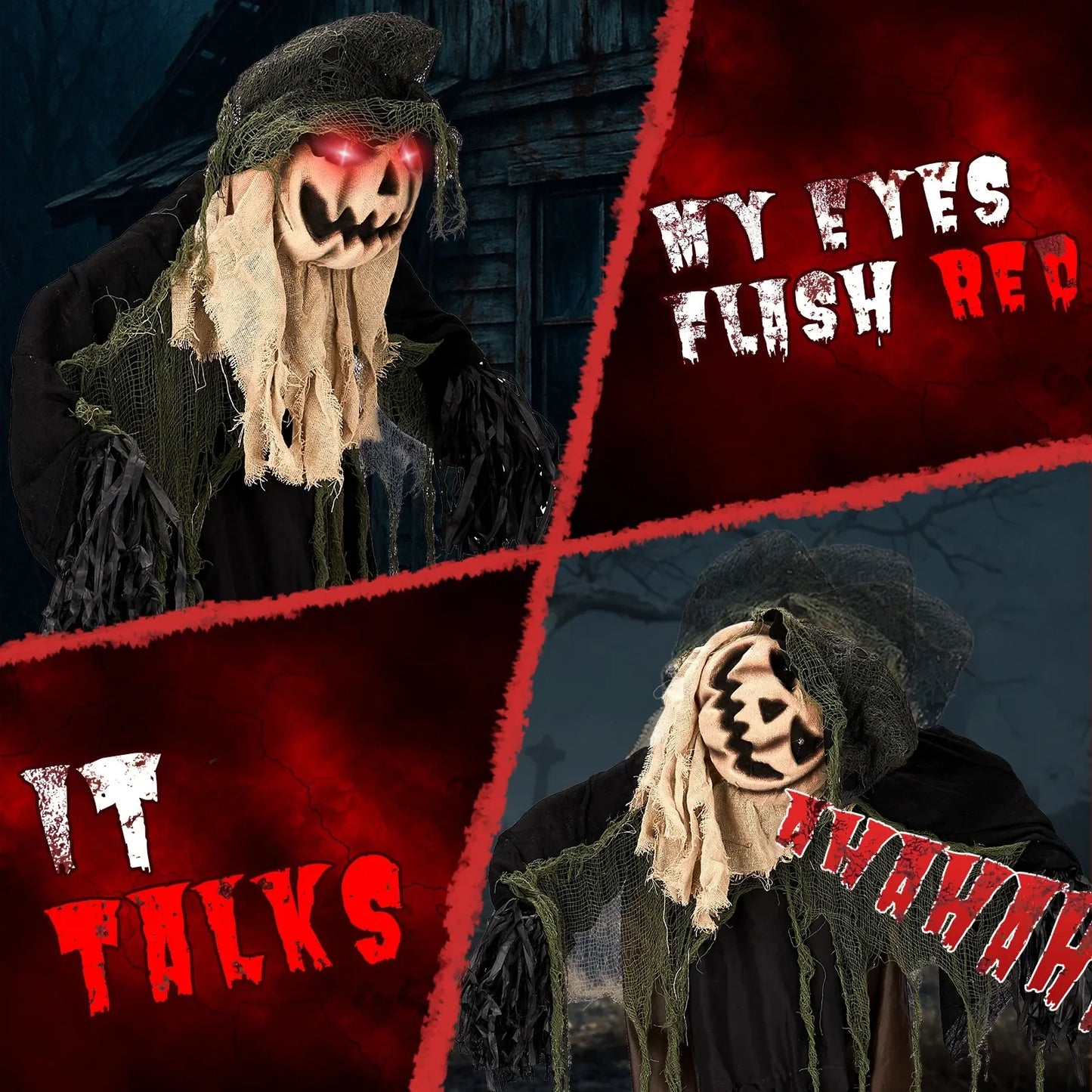 Halloween Decor Indoor Animatronic Wizard With Pumpkin