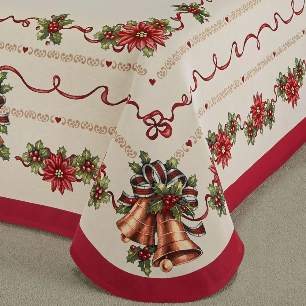 Holiday Bells Luxury Bedding Poinsettia Jacquard Tapestry