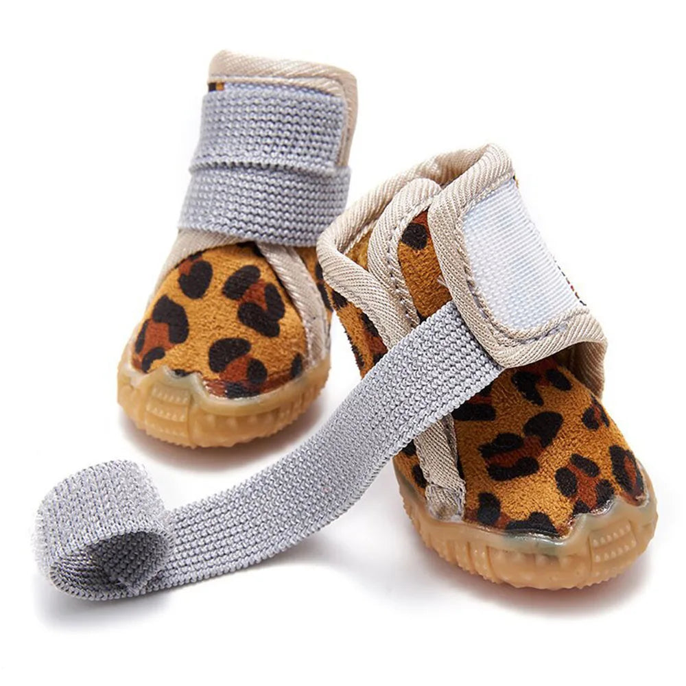 4 Pack Dog Winter Boots For Small Dogs Velvet Anti Slip Waterproof Shoes